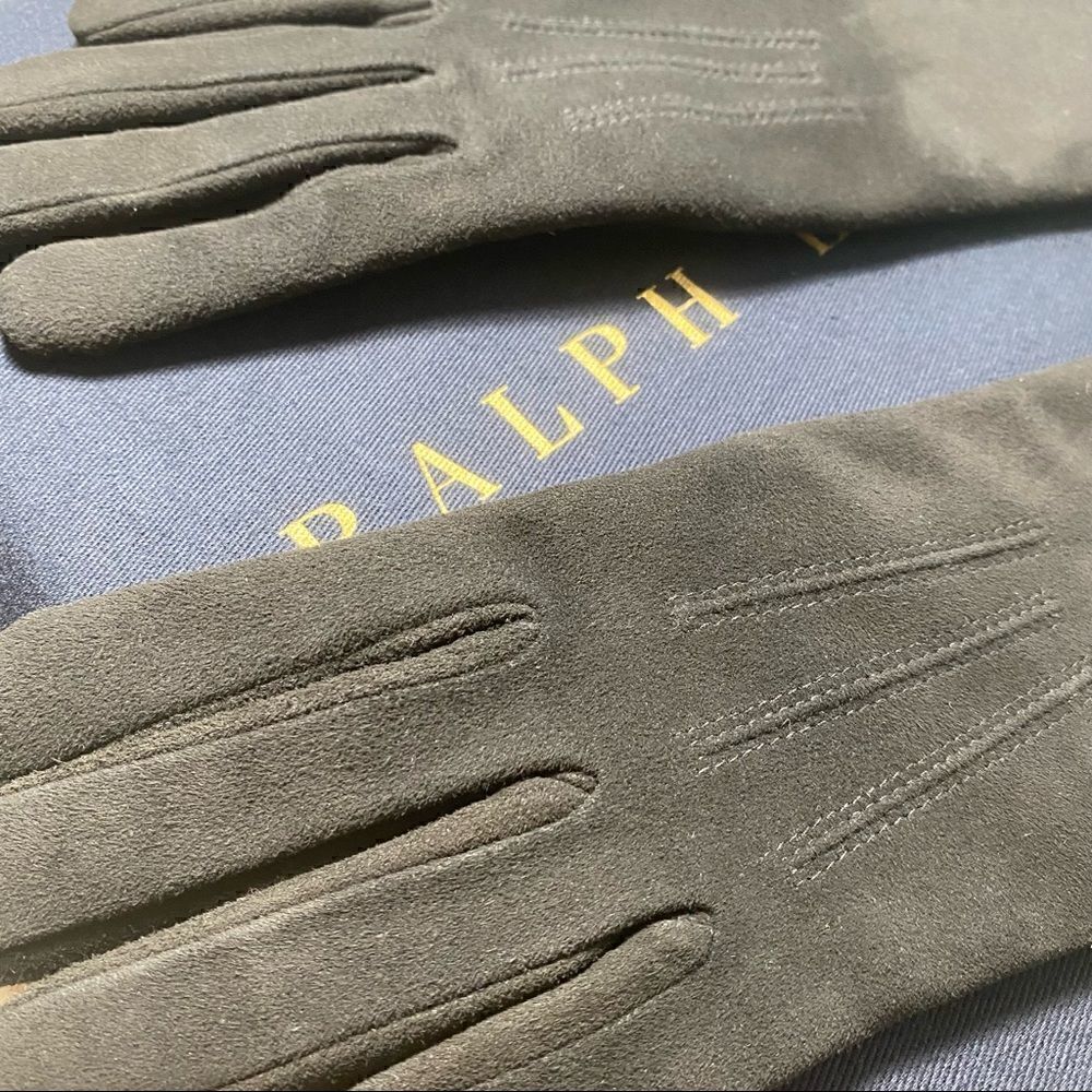 *Ralph Lauren Collection Black Cashmere Lined Lamb Suede Fringe Trimmed Gloves - Picture 8 of 16